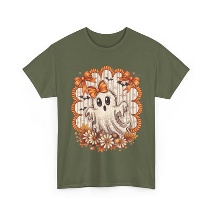 Fall Ghost Unisex Cotton Tee, Halloween Shirt, Autumn Fashion, Cute Ghost Apparel, Gift for Spooky Season