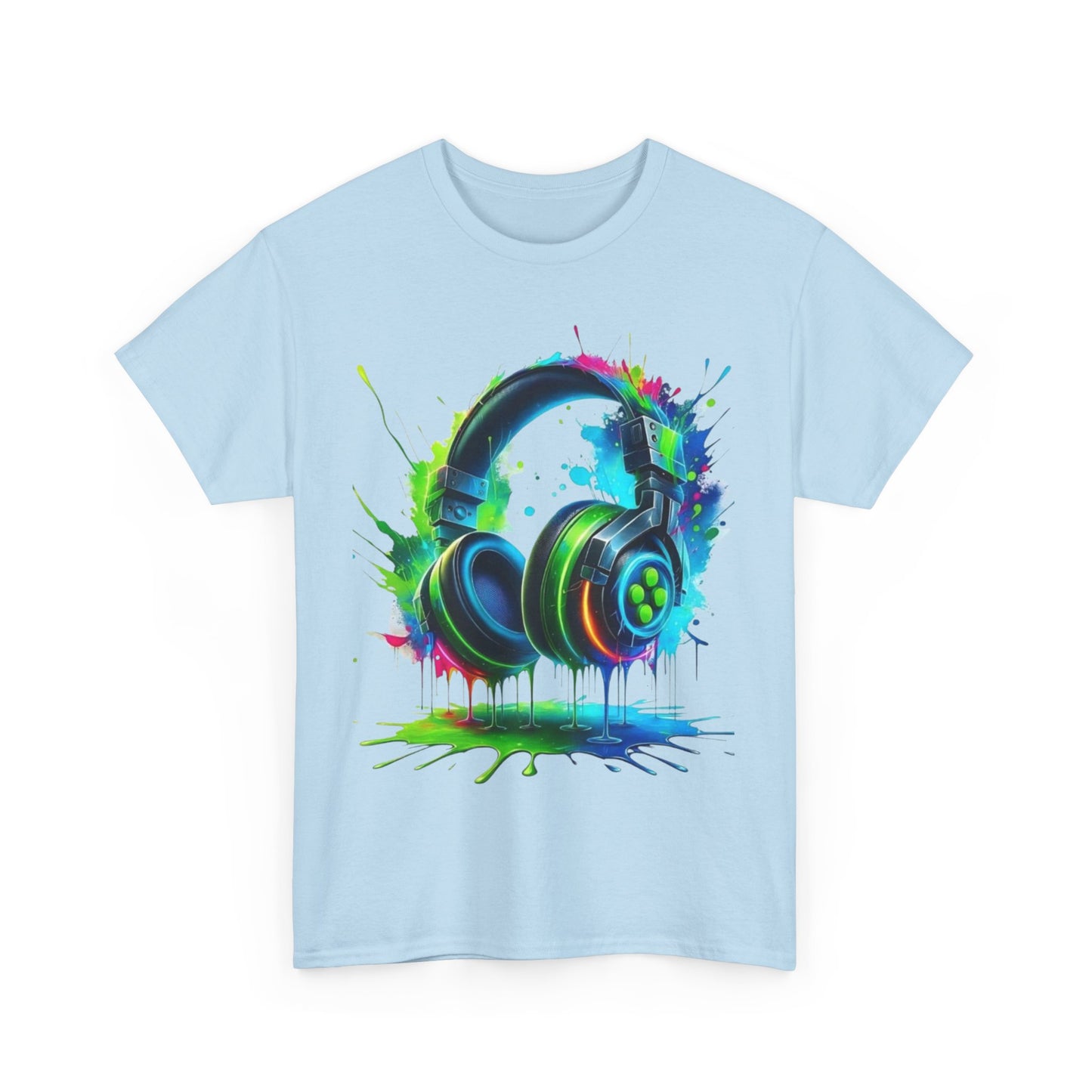 Colorful Headphones Tee, Unisex Music Lover T-Shirt, Perfect Gift for Musicians, Vibrant Graphic Cotton Shirt, Fun Casual Wear