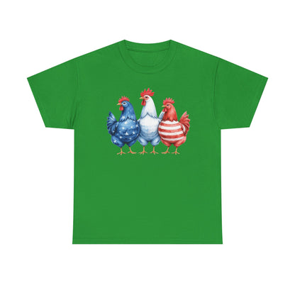 Patriotic Chicken Tee - Cute Farm Animal Shirt, Summer BBQ, Independence Day, Gift for Friends, Unisex Casual Wear