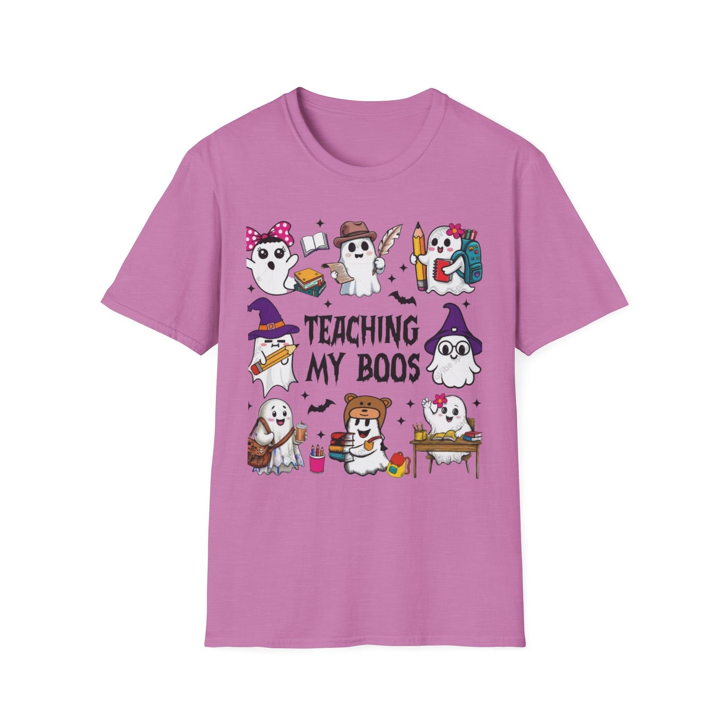 Halloween Teacher T-Shirt, Teaching My Boos, Unisex Softstyle Tee, Cute Ghost Design, Fall Celebration Apparel
