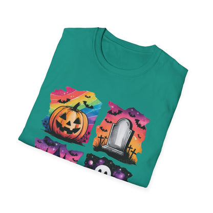 Halloween Graphic Tee, Spooky Season T-Shirt, Unisex Halloween Shirt, Witchy Apparel, October Festive Wear, Ghost and Pumpkin Tee
