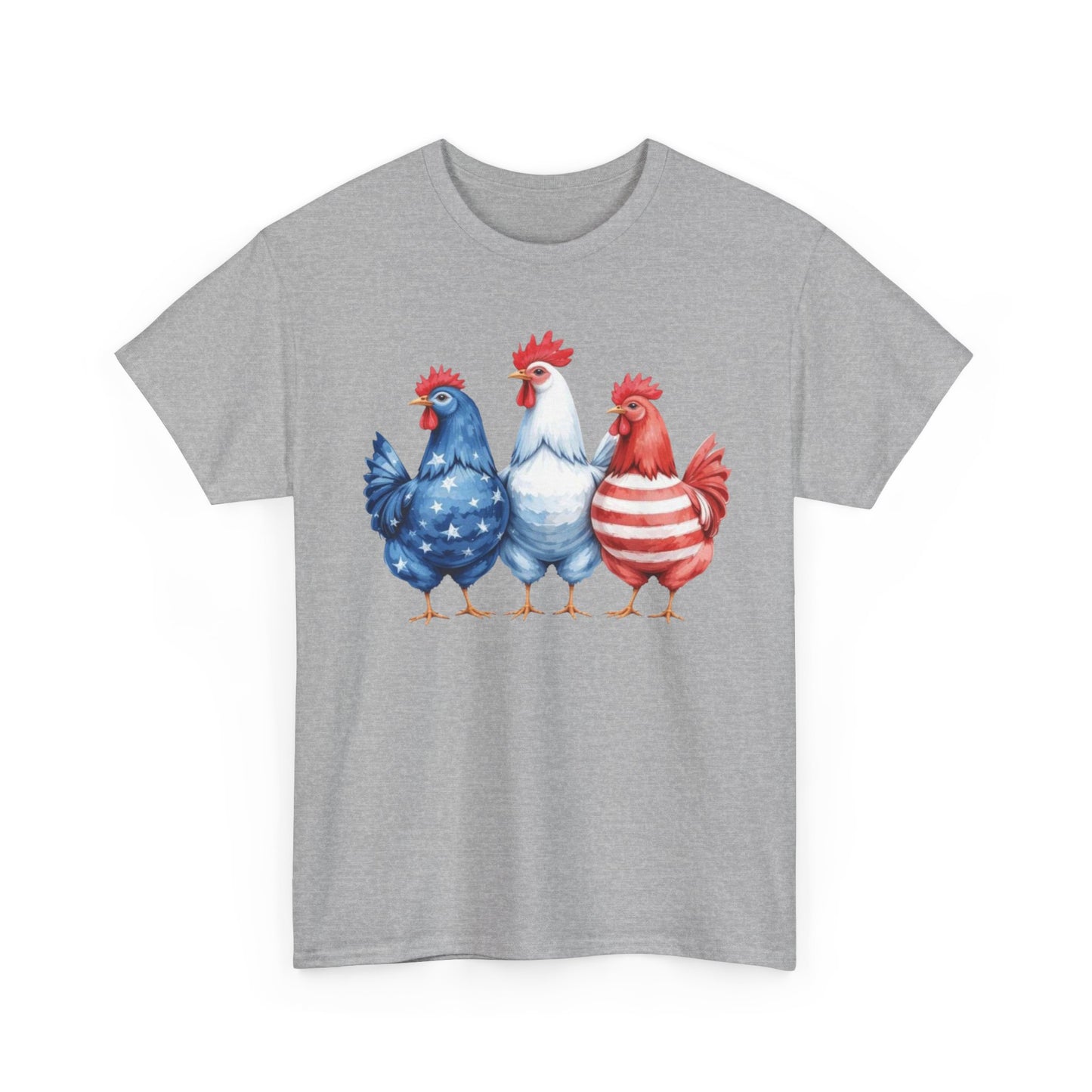 Patriotic Chicken Tee - Cute Farm Animal Shirt, Summer BBQ, Independence Day, Gift for Friends, Unisex Casual Wear