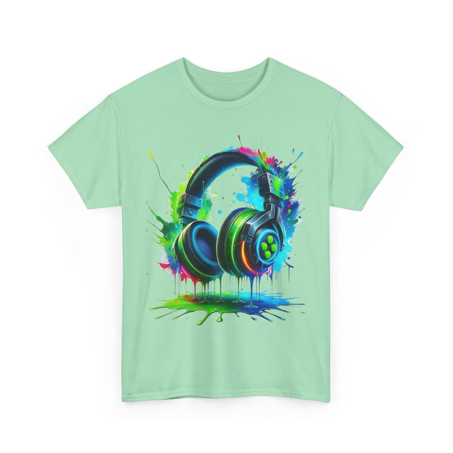 Colorful Headphones Tee, Unisex Music Lover T-Shirt, Perfect Gift for Musicians, Vibrant Graphic Cotton Shirt, Fun Casual Wear