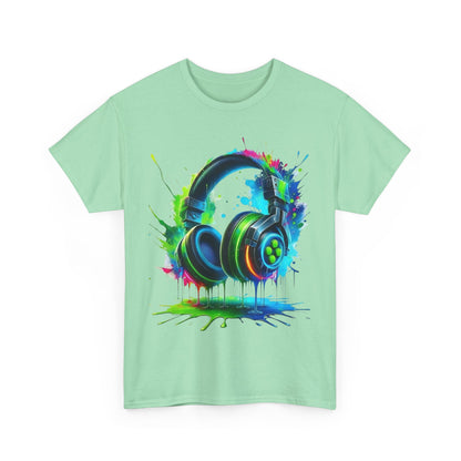 Colorful Headphones Tee, Unisex Music Lover T-Shirt, Perfect Gift for Musicians, Vibrant Graphic Cotton Shirt, Fun Casual Wear
