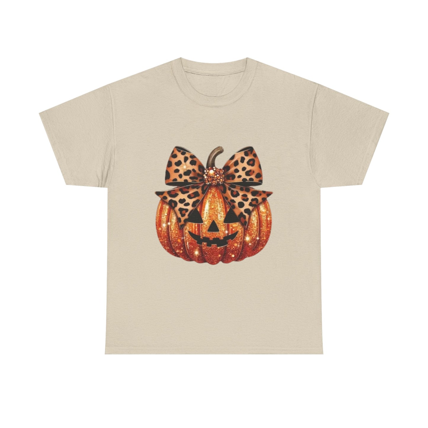 Leopard Bow Pumpkin Tee, Cute Halloween Shirt, Fall Fashion, Unisex Graphic Tee, Autumn Apparel, Pumpkin Lover Gift