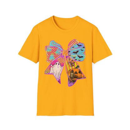 Colorful Bow Graphic Unisex T-Shirt, Fun Graphic Tee, Stylish Casual Wear, Perfect Gift for Birthdays, Festivals, and Celebrations