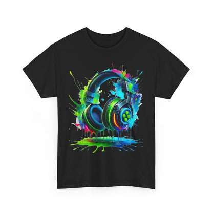 Colorful Headphones Tee, Unisex Music Lover T-Shirt, Perfect Gift for Musicians, Vibrant Graphic Cotton Shirt, Fun Casual Wear