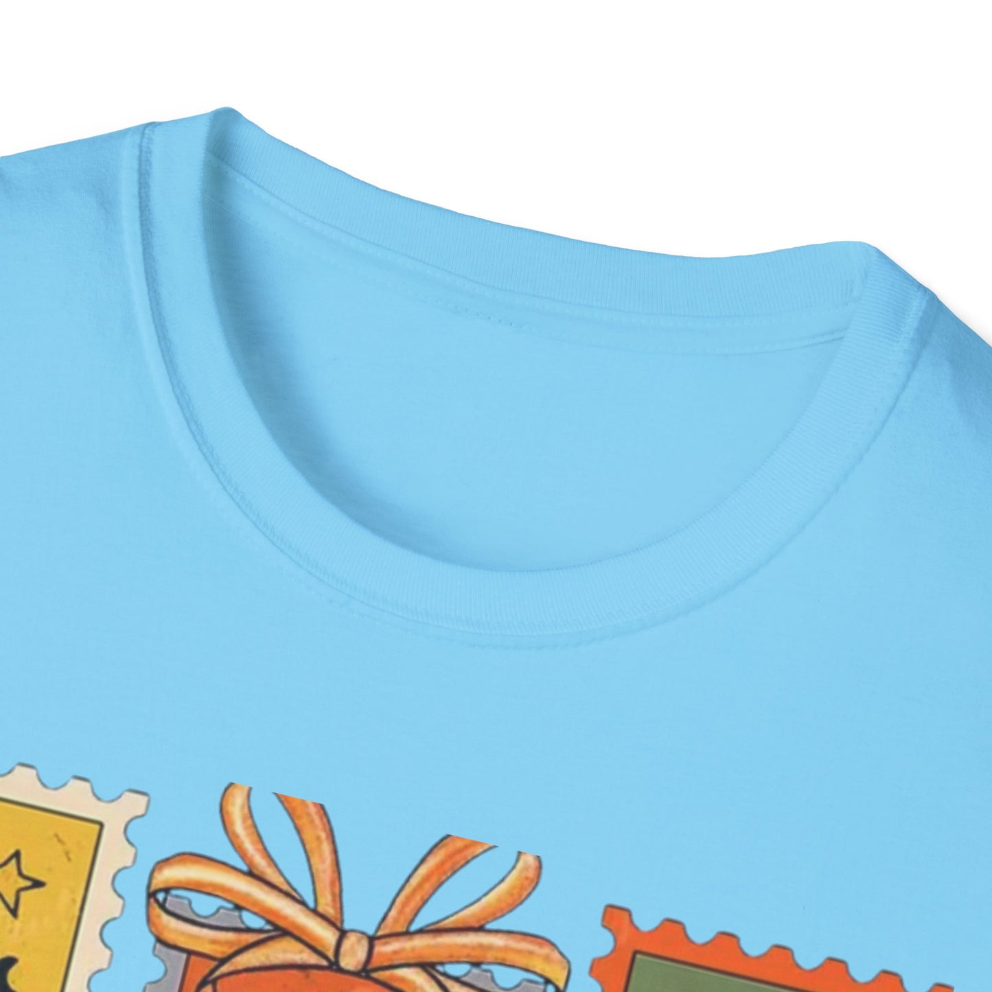 Halloween Themed Unisex Softstyle T-Shirt - Spooky Stamp Design, Fall Fashion, Trick or Treat, Halloween Party, Gift for Ghost Lovers