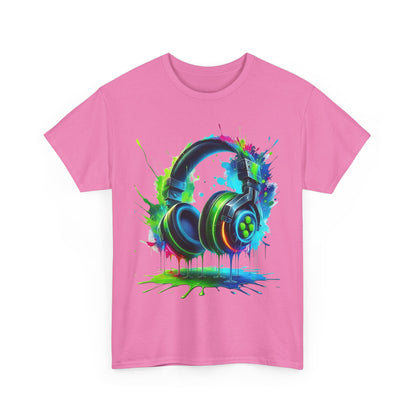 Colorful Headphones Tee, Unisex Music Lover T-Shirt, Perfect Gift for Musicians, Vibrant Graphic Cotton Shirt, Fun Casual Wear