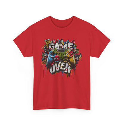 Game Over Unisex Heavy Cotton Tee, Gamer Shirt, Video Game Apparel, Casual Wear, Perfect Gift for Gamers, Birthday Gift, Fun Tee