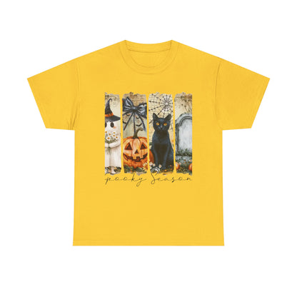 Halloween Cat Tee, Vintage Halloween Shirt, Unisex T-Shirt, Fall Graphic Tee, Spooky Season Apparel, Cat Lover Gift