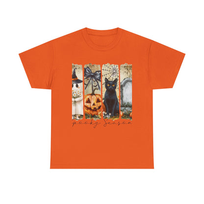 Halloween Cat Tee, Vintage Halloween Shirt, Unisex T-Shirt, Fall Graphic Tee, Spooky Season Apparel, Cat Lover Gift