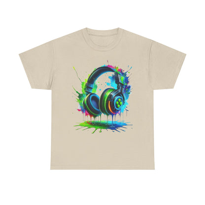 Colorful Headphones Tee, Unisex Music Lover T-Shirt, Perfect Gift for Musicians, Vibrant Graphic Cotton Shirt, Fun Casual Wear