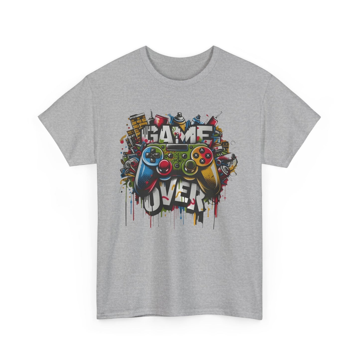 Game Over Unisex Heavy Cotton Tee, Gamer Shirt, Video Game Apparel, Casual Wear, Perfect Gift for Gamers, Birthday Gift, Fun Tee