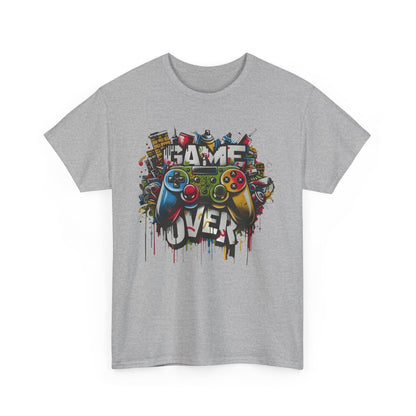 Game Over Unisex Heavy Cotton Tee, Gamer Shirt, Video Game Apparel, Casual Wear, Perfect Gift for Gamers, Birthday Gift, Fun Tee