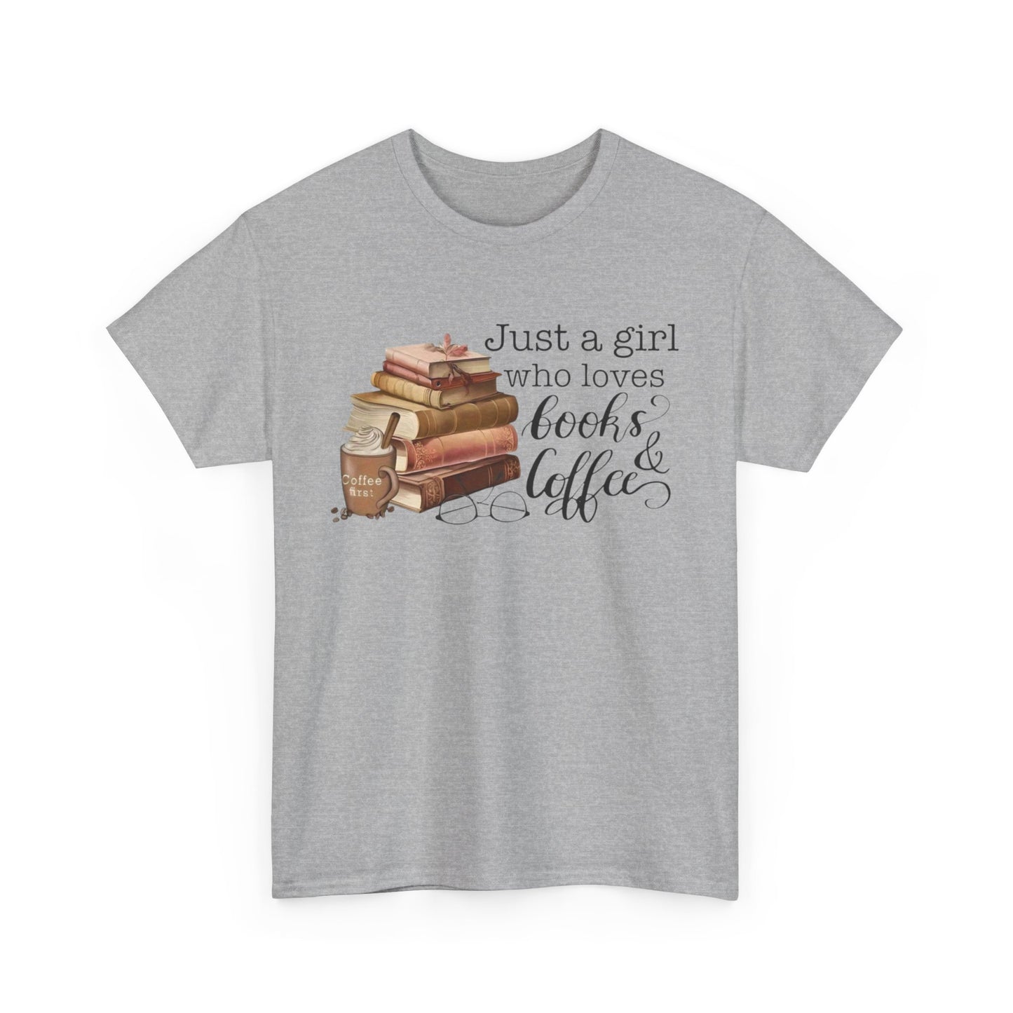 Book Lover's Unisex Tee, Just a Girl Who Loves Books & Coffee Shirt, Cozy Reading Gift, Casual Literary Apparel, Bookworm T-Shirt