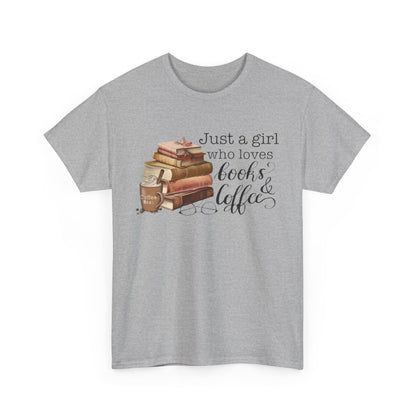 Book Lover's Unisex Tee, Just a Girl Who Loves Books & Coffee Shirt, Cozy Reading Gift, Casual Literary Apparel, Bookworm T-Shirt