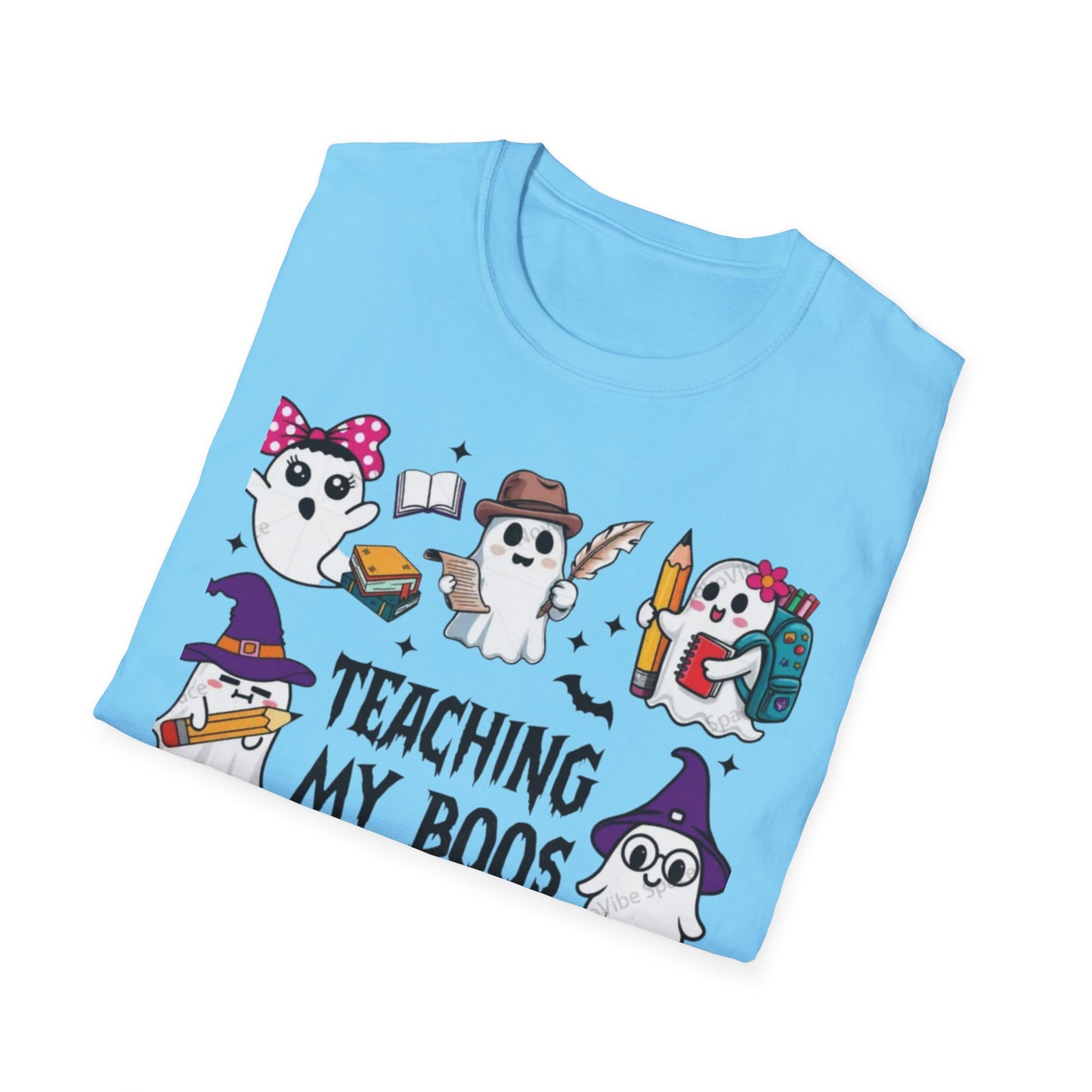 Halloween Teacher T-Shirt, Teaching My Boos, Unisex Softstyle Tee, Cute Ghost Design, Fall Celebration Apparel