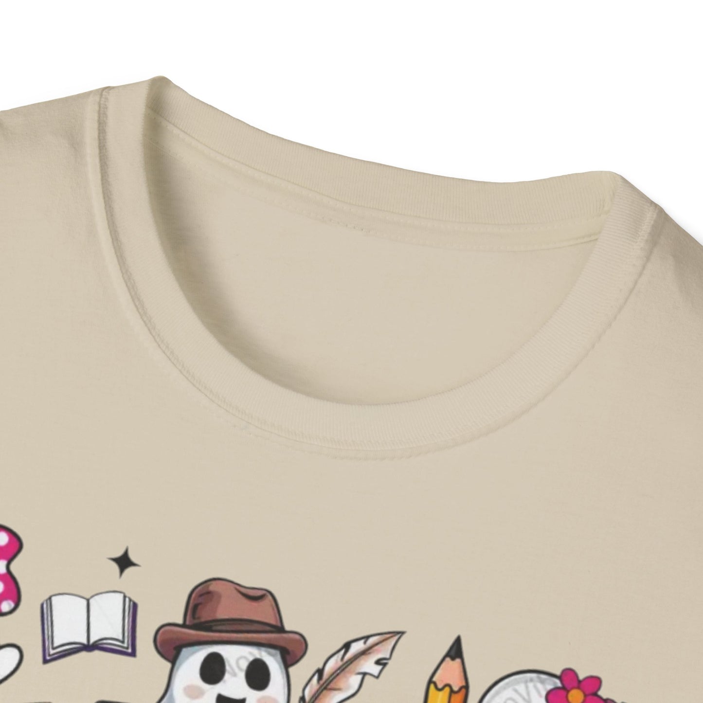 Halloween Teacher T-Shirt, Teaching My Boos, Unisex Softstyle Tee, Cute Ghost Design, Fall Celebration Apparel