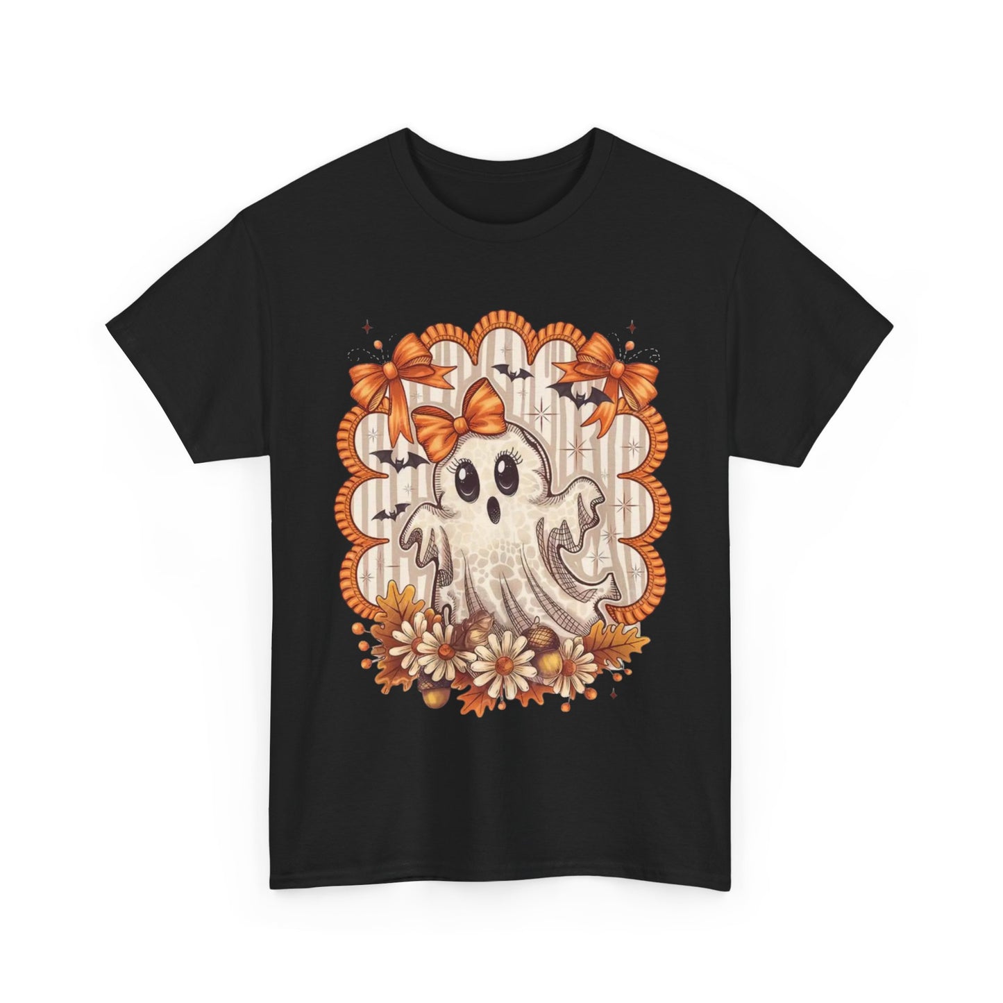 Fall Ghost Unisex Cotton Tee, Halloween Shirt, Autumn Fashion, Cute Ghost Apparel, Gift for Spooky Season