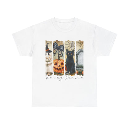 Halloween Cat Tee, Vintage Halloween Shirt, Unisex T-Shirt, Fall Graphic Tee, Spooky Season Apparel, Cat Lover Gift
