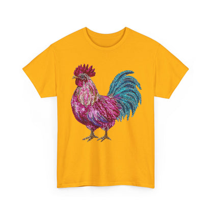 Vibrant Rooster Graphic Tee, Unisex Heavy Cotton Shirt, Farmhouse Clothing, Animal Lover Gift, Casual Tee, Birthday Present