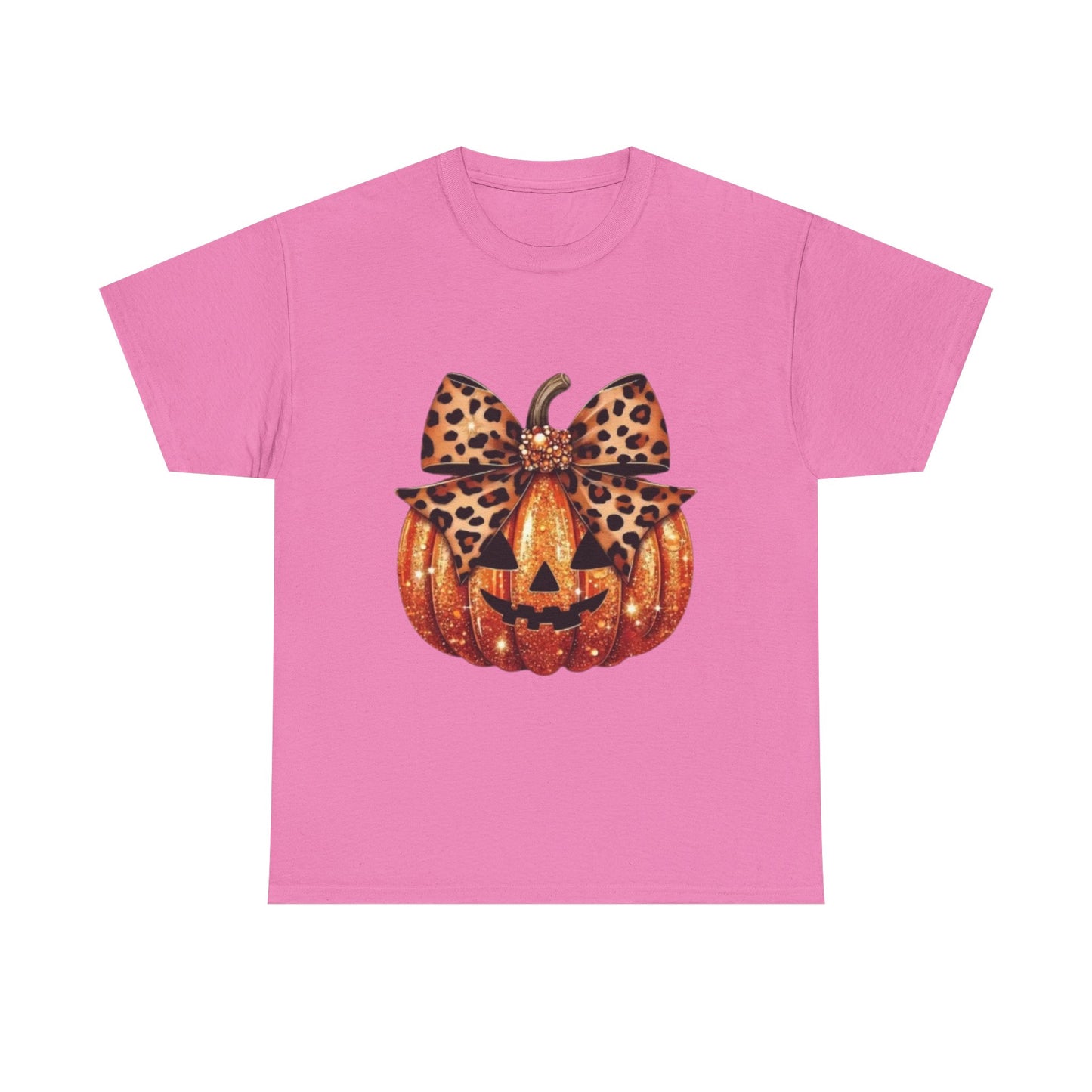 Leopard Bow Pumpkin Tee, Cute Halloween Shirt, Fall Fashion, Unisex Graphic Tee, Autumn Apparel, Pumpkin Lover Gift