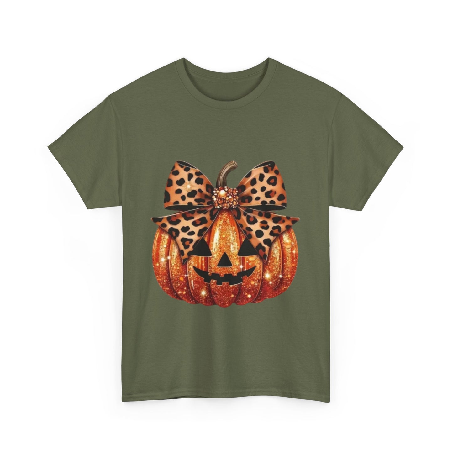 Leopard Bow Pumpkin Tee, Cute Halloween Shirt, Fall Fashion, Unisex Graphic Tee, Autumn Apparel, Pumpkin Lover Gift