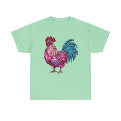Vibrant Rooster Graphic Tee, Unisex Heavy Cotton Shirt, Farmhouse Clothing, Animal Lover Gift, Casual Tee, Birthday Present