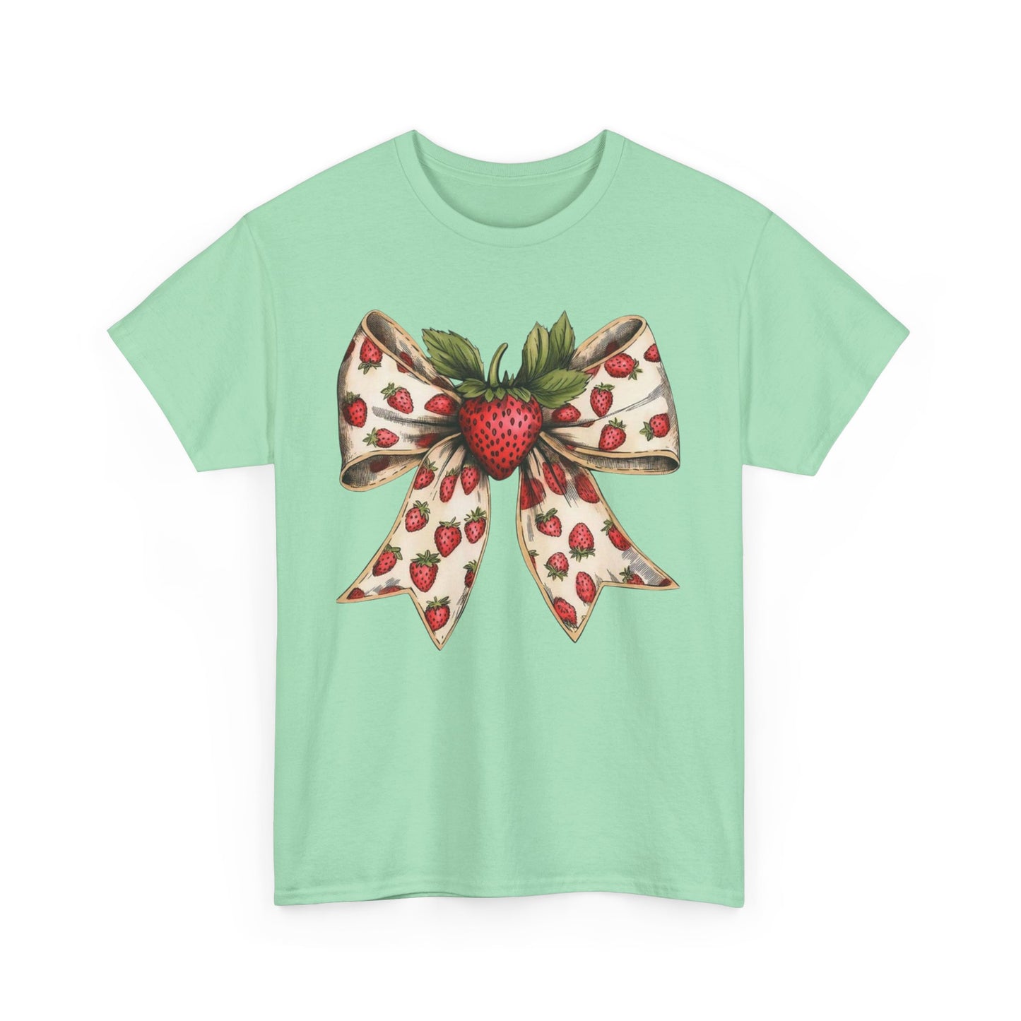 Strawberry Bow Graphic Tee - Cute Summer Shirt, Gift for Her, Berry Lover Apparel, Spring Fashion, Casual Outfit