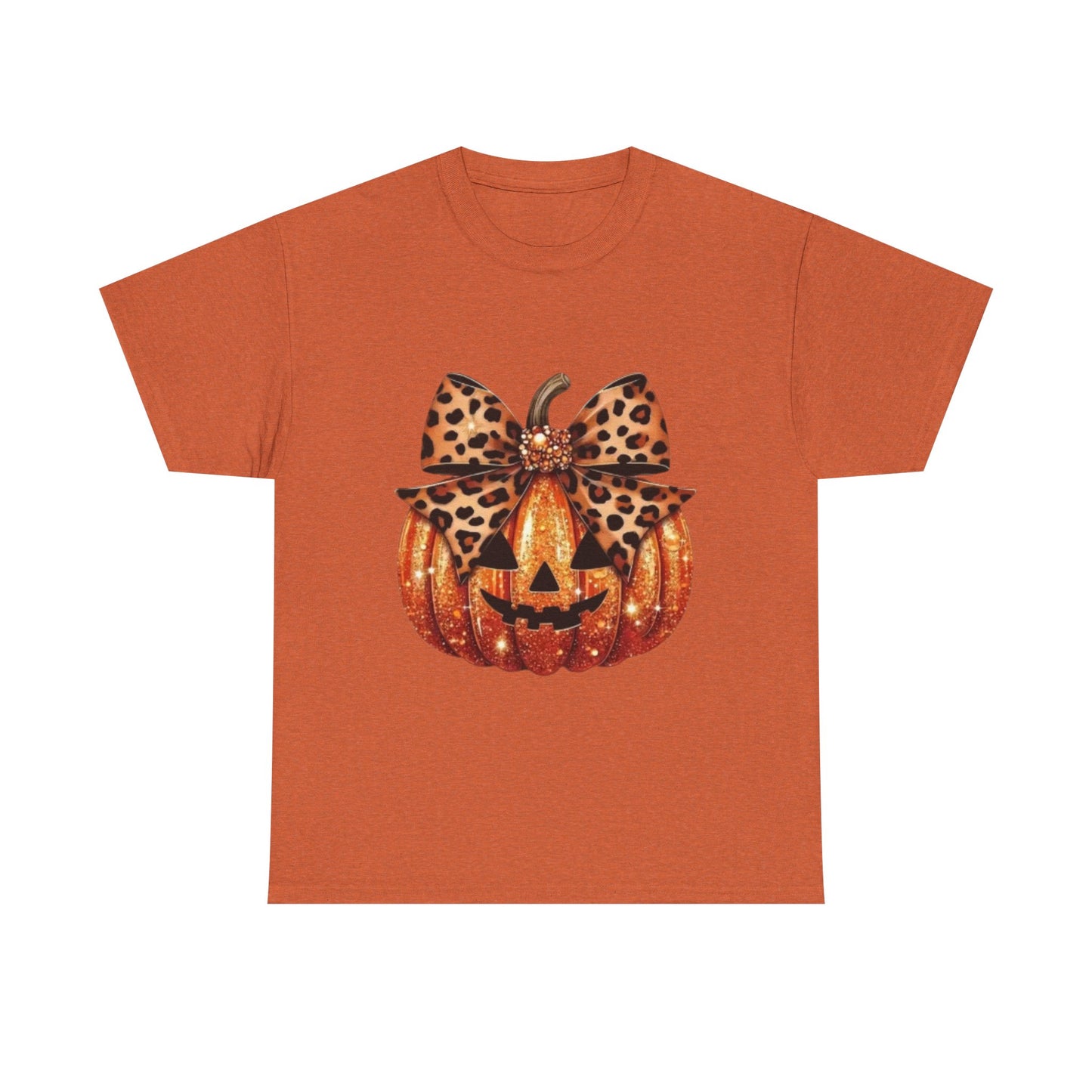 Leopard Bow Pumpkin Tee, Cute Halloween Shirt, Fall Fashion, Unisex Graphic Tee, Autumn Apparel, Pumpkin Lover Gift