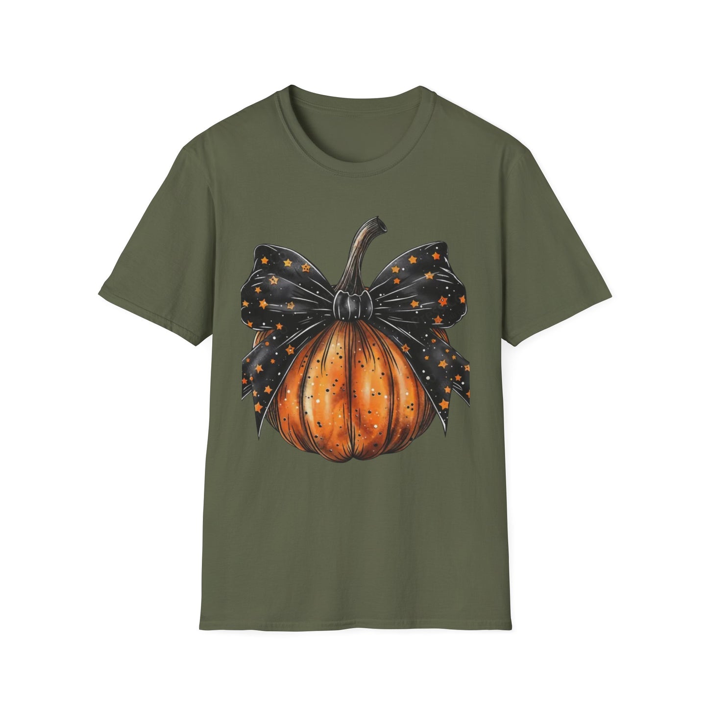 Festive Pumpkin Unisex Softstyle T-Shirt, Fall Fashion Tee, Halloween Shirt, Casual Autumn Wear, Seasonal Gift