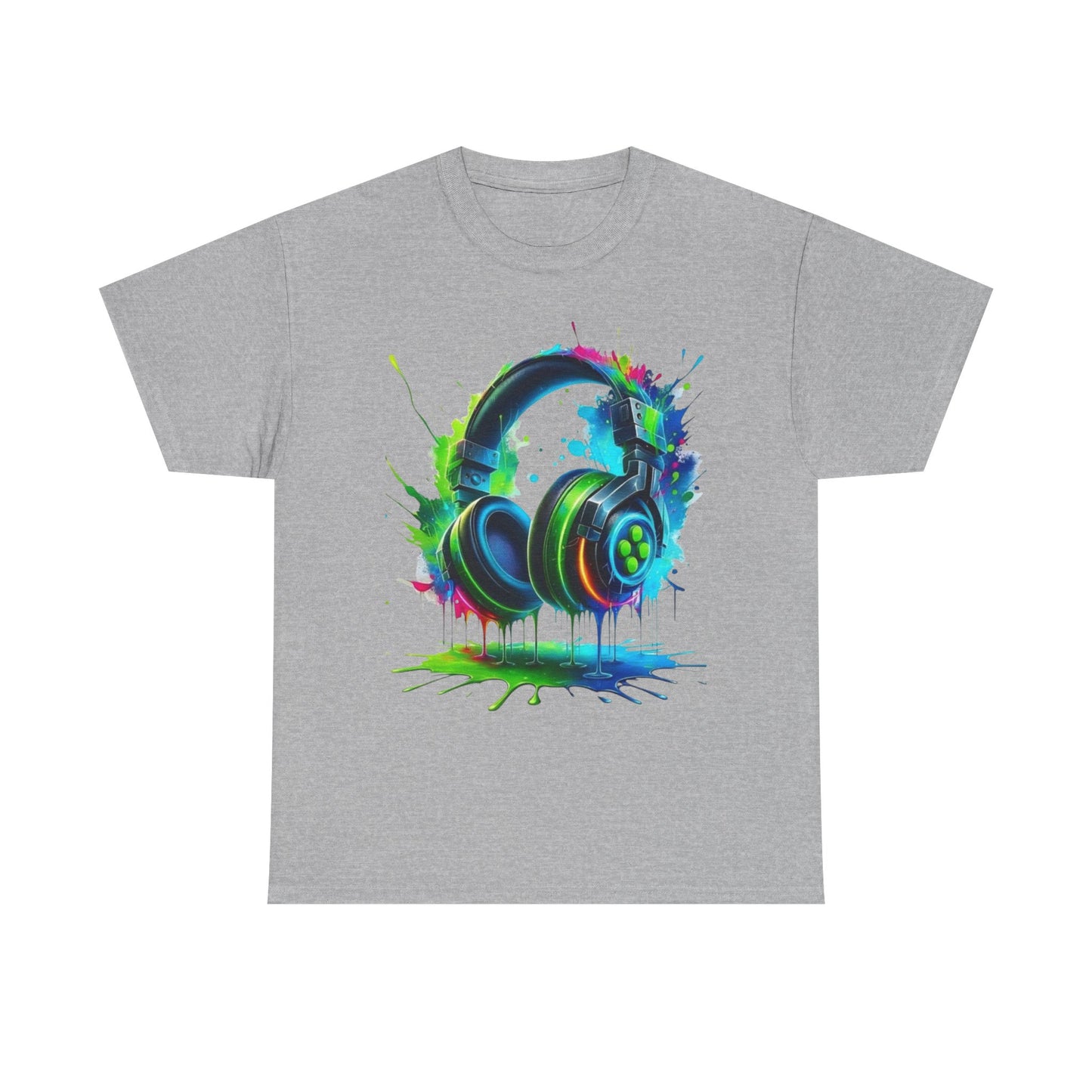 Colorful Headphones Tee, Unisex Music Lover T-Shirt, Perfect Gift for Musicians, Vibrant Graphic Cotton Shirt, Fun Casual Wear
