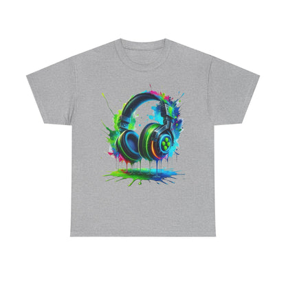 Colorful Headphones Tee, Unisex Music Lover T-Shirt, Perfect Gift for Musicians, Vibrant Graphic Cotton Shirt, Fun Casual Wear
