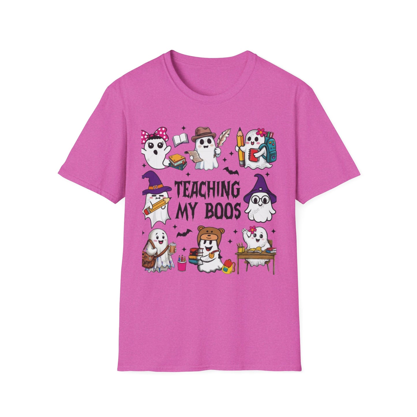 Halloween Teacher T-Shirt, Teaching My Boos, Unisex Softstyle Tee, Cute Ghost Design, Fall Celebration Apparel
