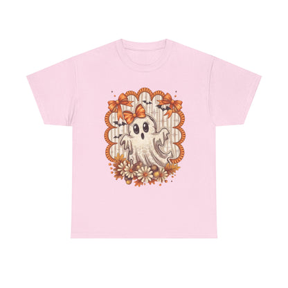 Fall Ghost Unisex Cotton Tee, Halloween Shirt, Autumn Fashion, Cute Ghost Apparel, Gift for Spooky Season