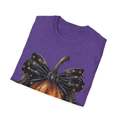 Festive Pumpkin Unisex Softstyle T-Shirt, Fall Fashion Tee, Halloween Shirt, Casual Autumn Wear, Seasonal Gift
