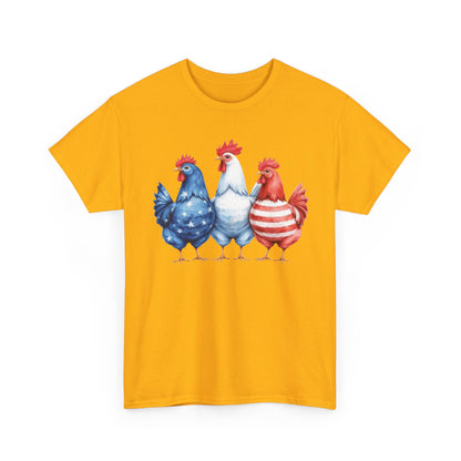 Patriotic Chicken Tee - Cute Farm Animal Shirt, Summer BBQ, Independence Day, Gift for Friends, Unisex Casual Wear