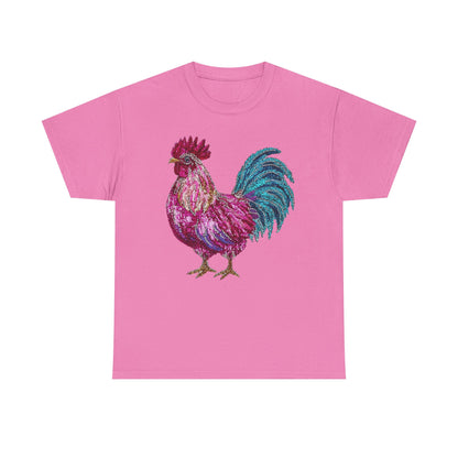 Vibrant Rooster Graphic Tee, Unisex Heavy Cotton Shirt, Farmhouse Clothing, Animal Lover Gift, Casual Tee, Birthday Present