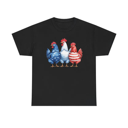 Patriotic Chicken Tee - Cute Farm Animal Shirt, Summer BBQ, Independence Day, Gift for Friends, Unisex Casual Wear
