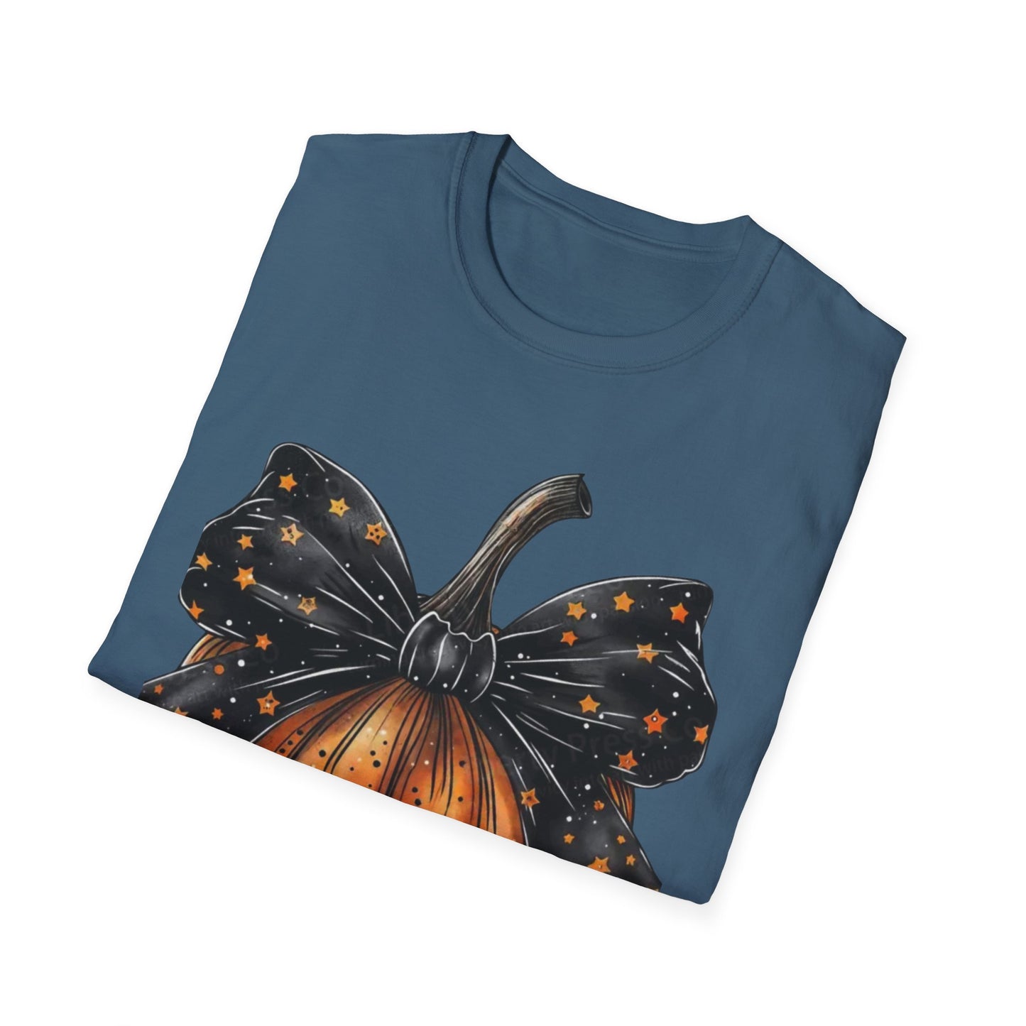 Festive Pumpkin Unisex Softstyle T-Shirt, Fall Fashion Tee, Halloween Shirt, Casual Autumn Wear, Seasonal Gift