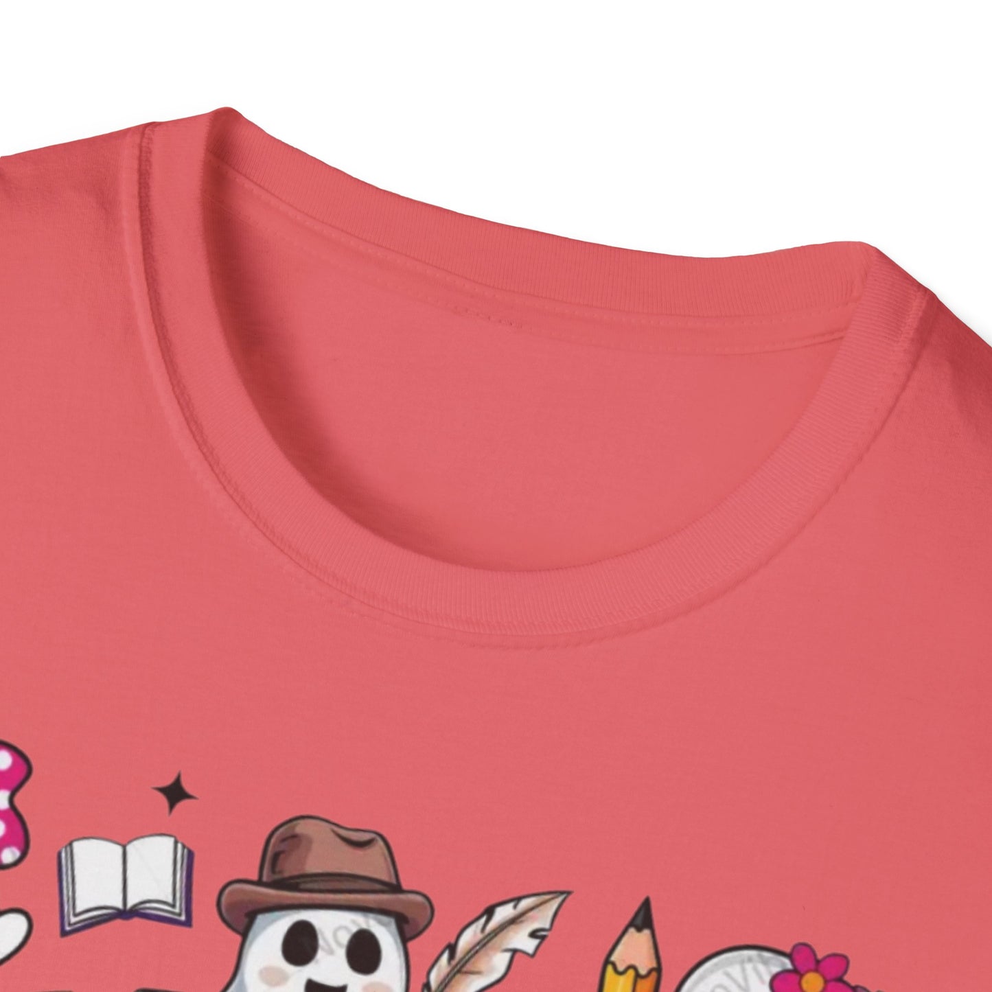 Halloween Teacher T-Shirt, Teaching My Boos, Unisex Softstyle Tee, Cute Ghost Design, Fall Celebration Apparel