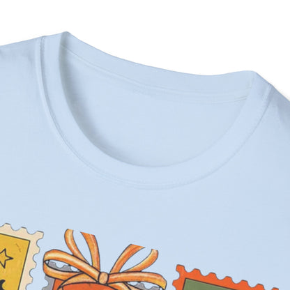 Halloween Themed Unisex Softstyle T-Shirt - Spooky Stamp Design, Fall Fashion, Trick or Treat, Halloween Party, Gift for Ghost Lovers