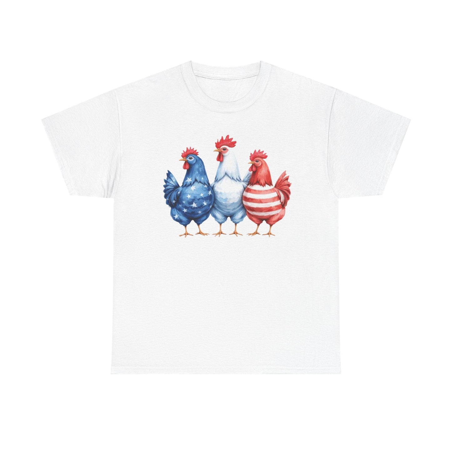 Patriotic Chicken Tee - Cute Farm Animal Shirt, Summer BBQ, Independence Day, Gift for Friends, Unisex Casual Wear