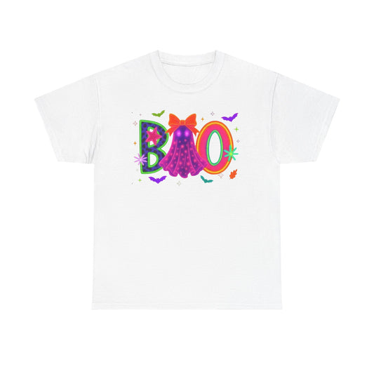 BOO Halloween Unisex Heavy Cotton Tee, Funny Costume Shirt, Ghost Party T-Shirt, Spooky Graphic Tee, Fall Seasonal Apparel
