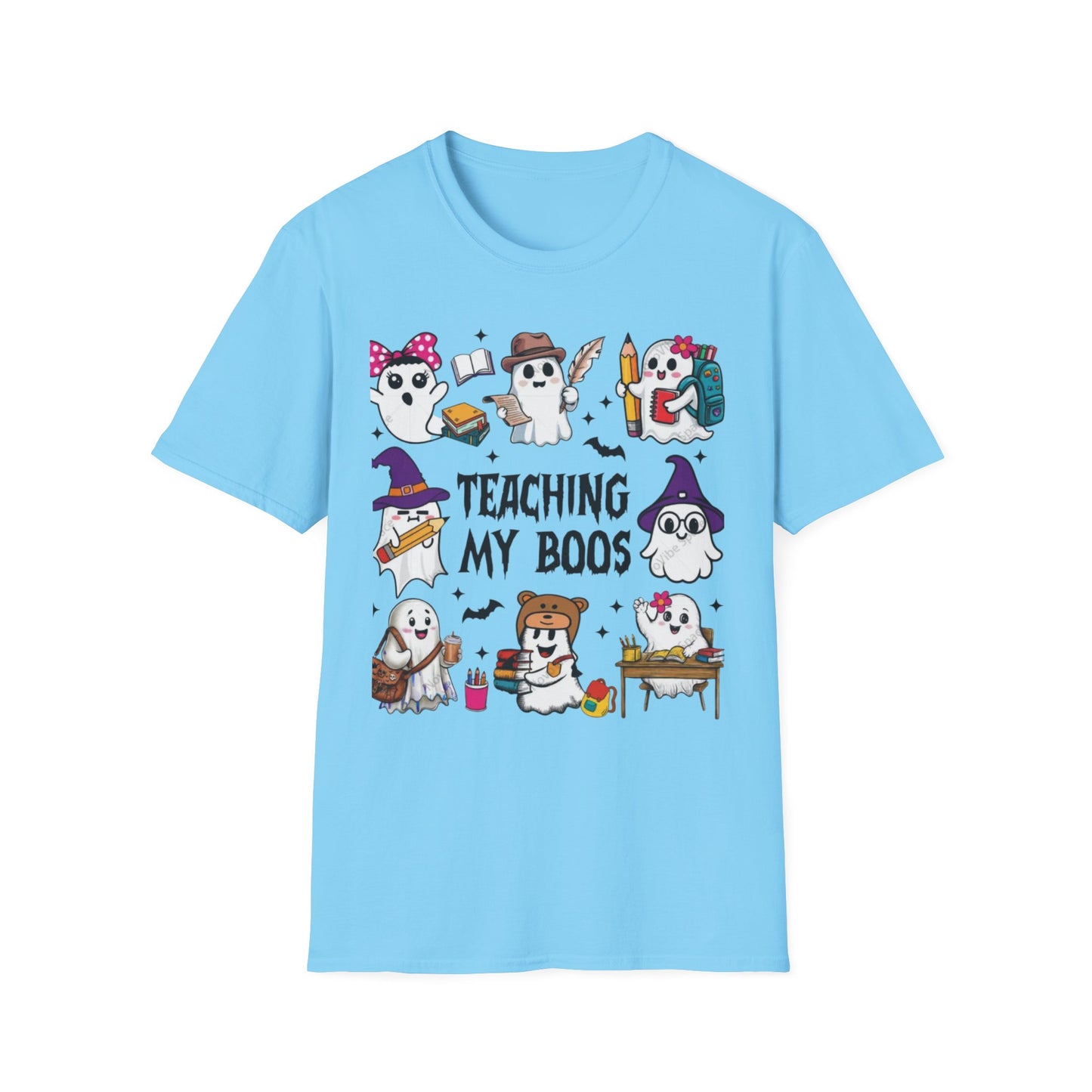 Halloween Teacher T-Shirt, Teaching My Boos, Unisex Softstyle Tee, Cute Ghost Design, Fall Celebration Apparel