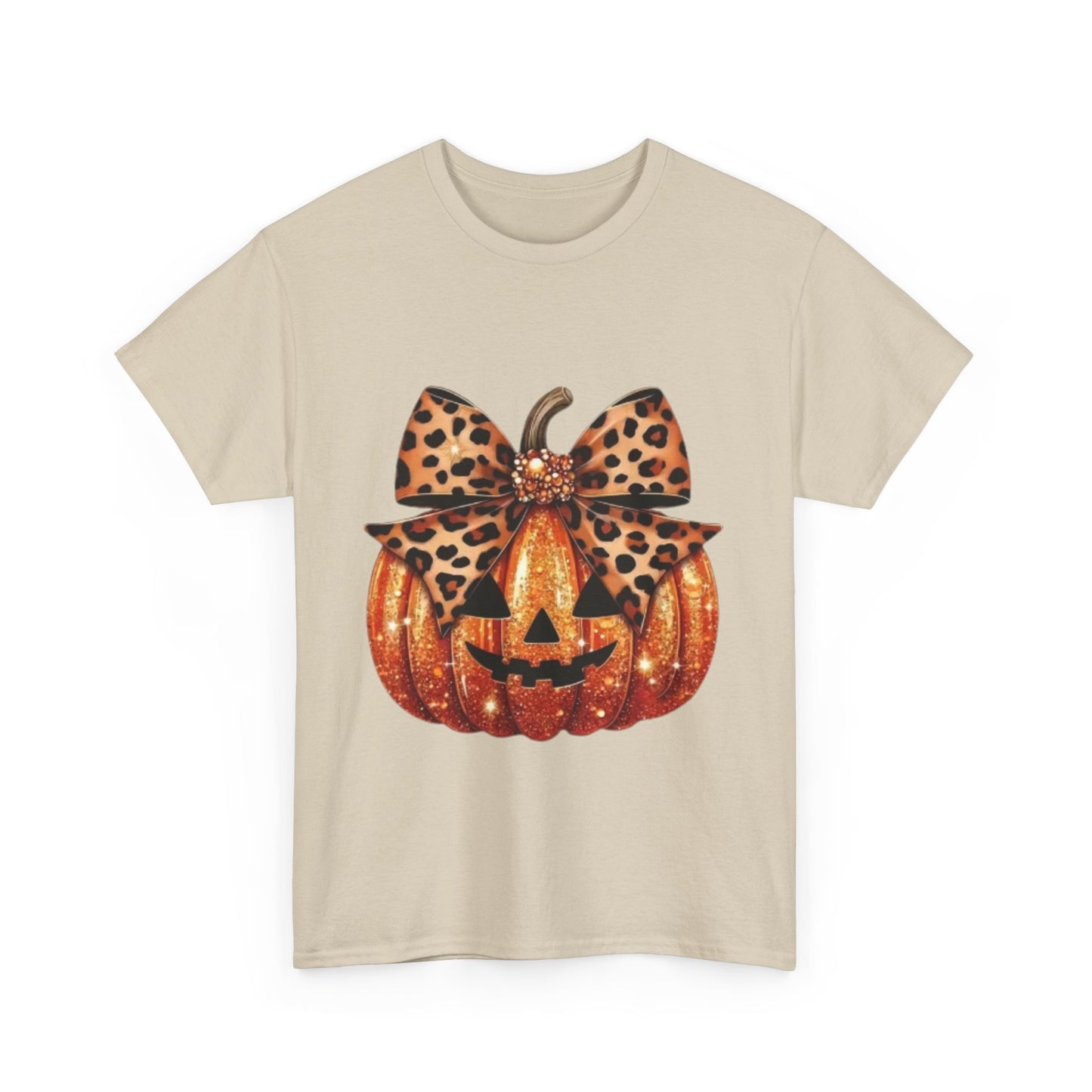 Leopard Bow Pumpkin Tee, Cute Halloween Shirt, Fall Fashion, Unisex Graphic Tee, Autumn Apparel, Pumpkin Lover Gift