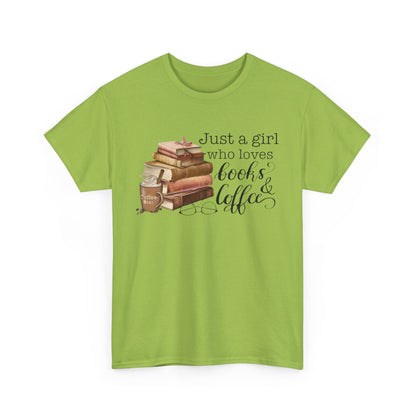 Book Lover's Unisex Tee, Just a Girl Who Loves Books & Coffee Shirt, Cozy Reading Gift, Casual Literary Apparel, Bookworm T-Shirt