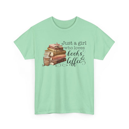 Book Lover's Unisex Tee, Just a Girl Who Loves Books & Coffee Shirt, Cozy Reading Gift, Casual Literary Apparel, Bookworm T-Shirt