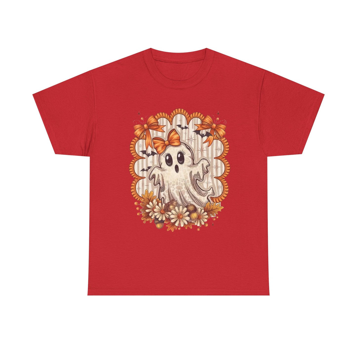 Fall Ghost Unisex Cotton Tee, Halloween Shirt, Autumn Fashion, Cute Ghost Apparel, Gift for Spooky Season